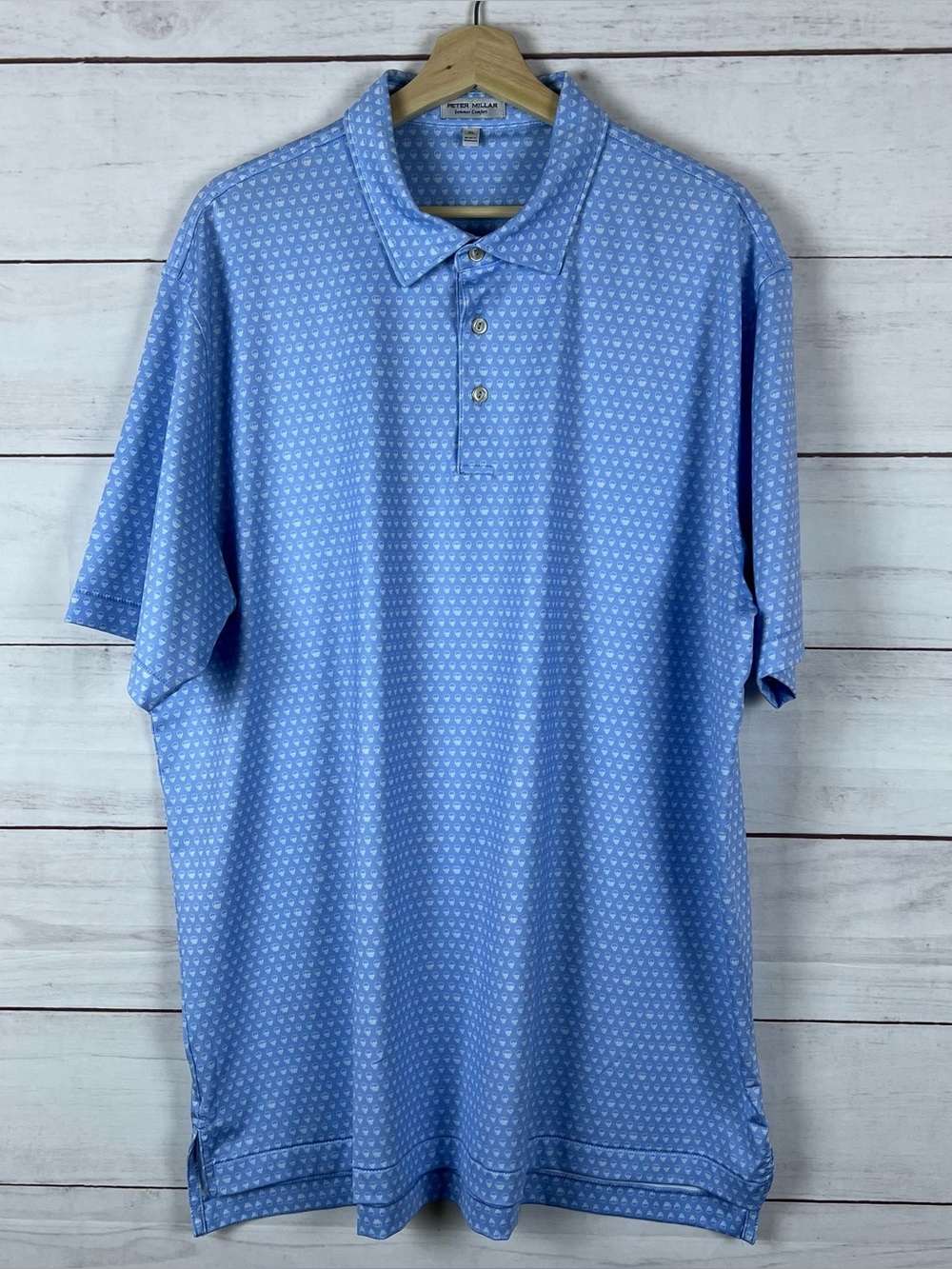 Peter Millar Polo Shirt Men XL Golf Summer Comfort Skull All Over Performance